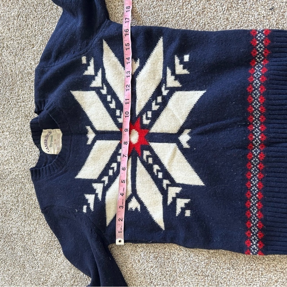 Cambridge Dry Goods lambs wool snowflake sweater S - Picture 4 of 7